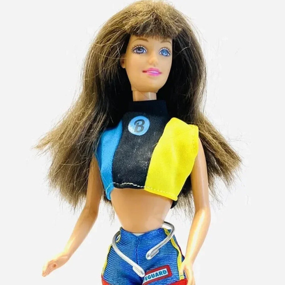 Mattel Barbie Other - MATTEL BARBIE Doll Brunette Hair Brown Eyes Lifeguard 2 Piece Outfit 12" Tall